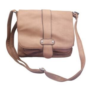 Scarleton Brown Crossbody Shoulder Handbag Purse 11x8.5 camel 7 compartment